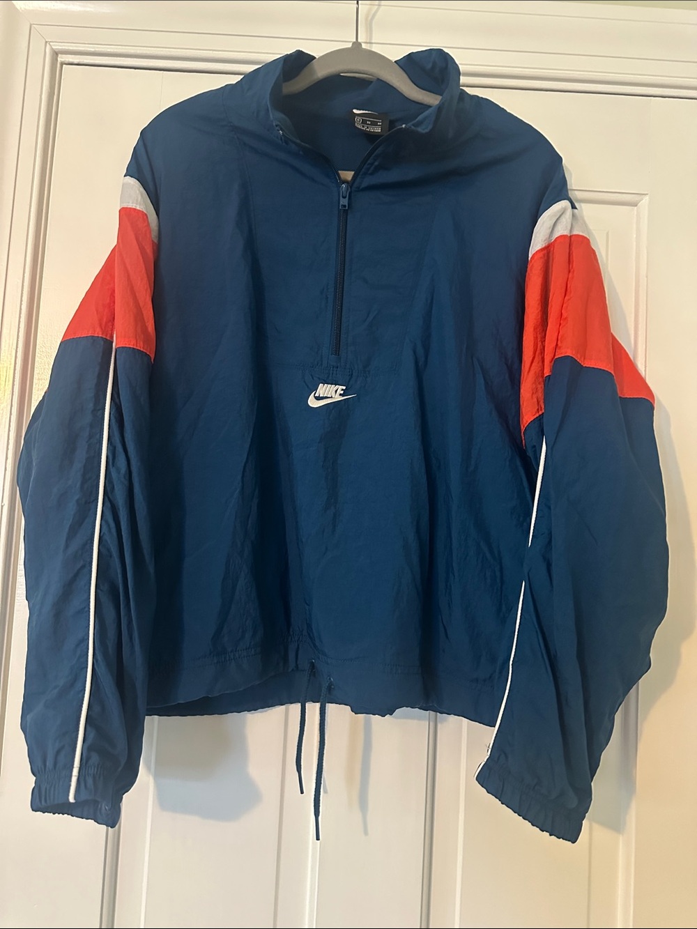 Nike Blue Pullover Windbreaker with Red & White Accents